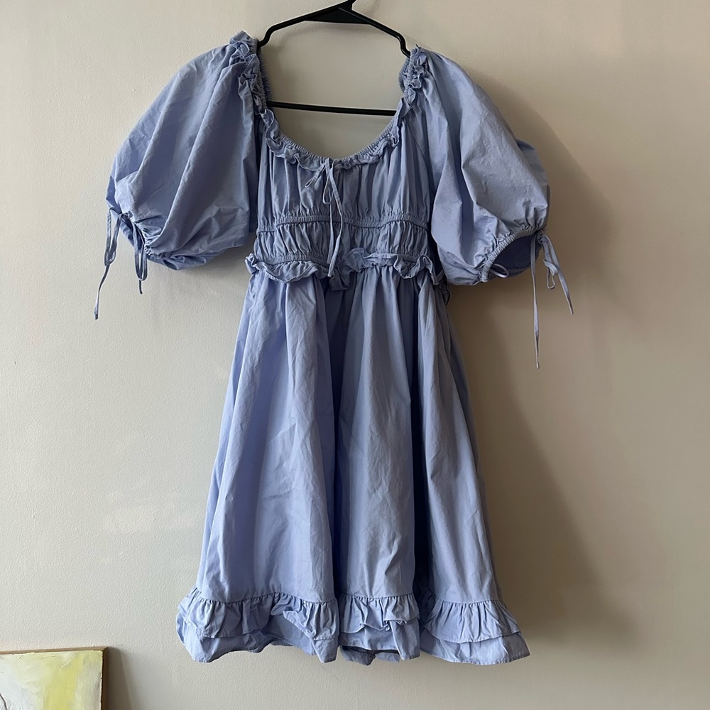 En Saison Sky Blue Ruffle Dress